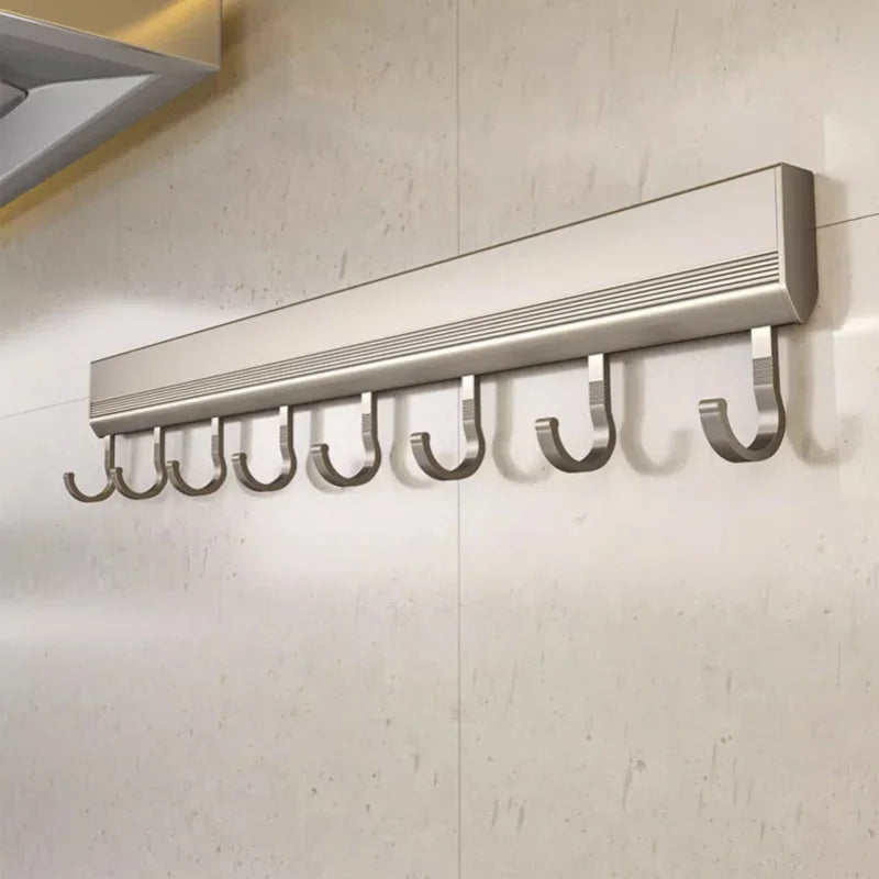 Keukenorganizer met aluminium haakstrip – ideaal voor spatels, gardes, lepels en keukentools.