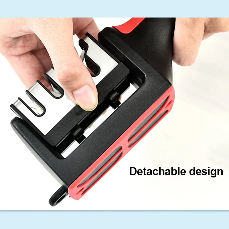 DH Knife Sharpener met afneembare slijpunit – eenvoudig schoon te maken messenslijper met antislip basis en ergonomisch handvat