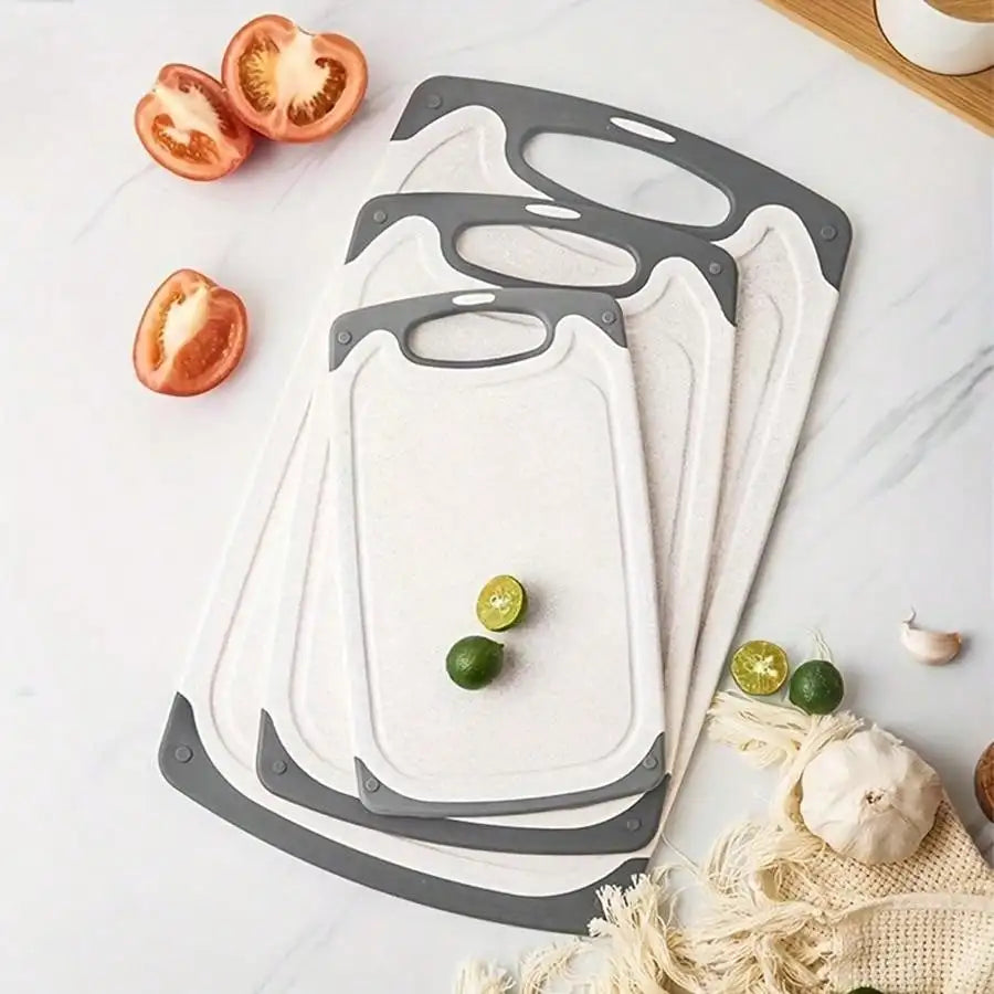 Set van 4 DH Snijplanken in verschillende maten – BPA-vrij, antislip en sapgeul voor hygiënisch snijden van groenten of vlees.