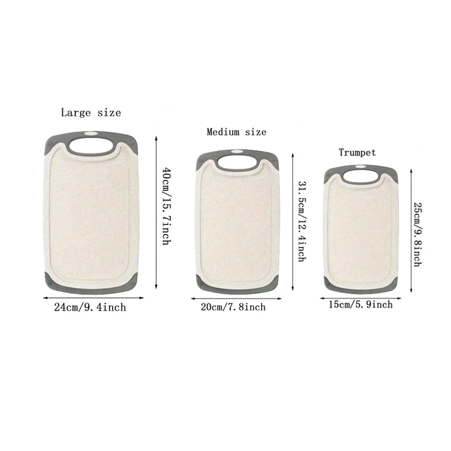 Set van 3 DH snijplanken – groot, medium & klein formaat. Antislip, BPA-vrij, met sapgeul. Ideaal voor vlees, groenten & fruit.
