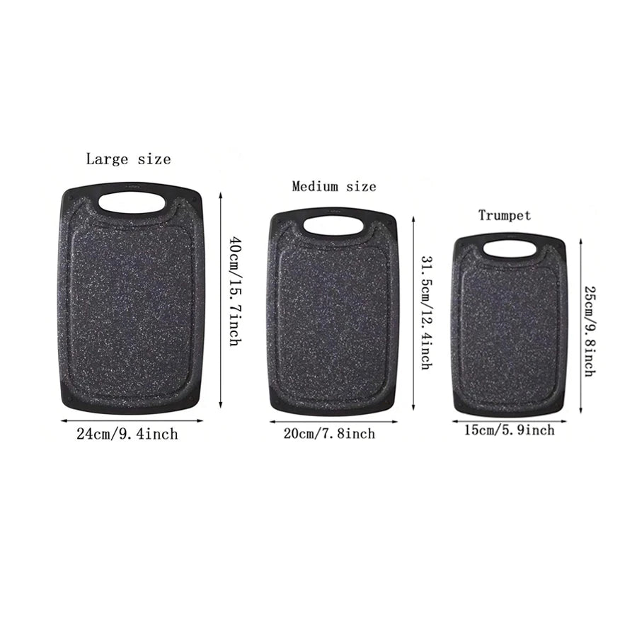 Set van 3 DH snijplanken – groot, medium & klein formaat. Antislip, BPA-vrij, met sapgeul. Ideaal voor vlees, groenten & fruit.