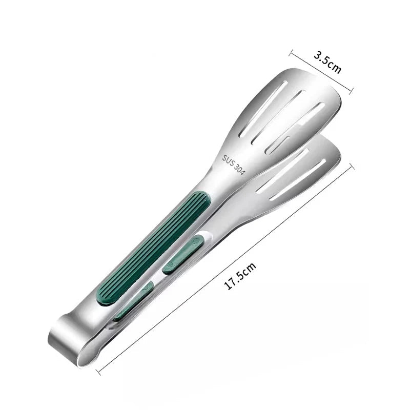 DH roestvrijstalen keukentang met antislip grip, 17.5 cm – ideaal voor BBQ, koken en serveren van vlees of groenten.