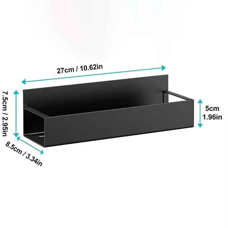 DH Magnetic Fridge Shelf van 27 cm breed met afmetingen in cm en inch – compact magnetisch wandrek voor koelkast of metalen oppervlak