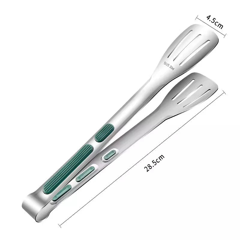 DH keukentang 28.5 cm van RVS met grip en sleuven – ideaal voor BBQ, grillen en serveren zonder te knoeien.