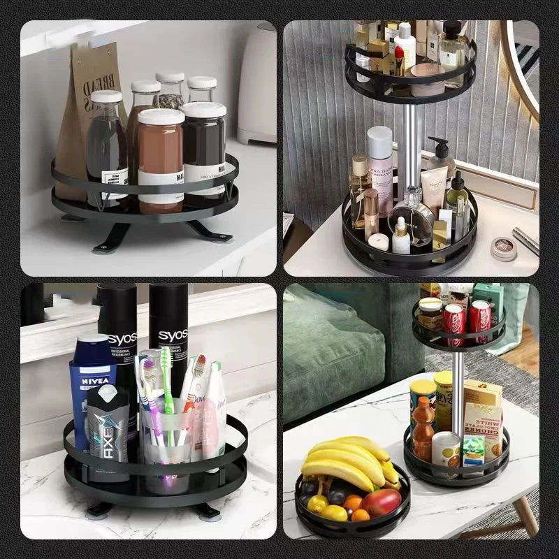 "Multifunctioneel DH Spice Rack gebruikt voor kruiden, cosmetica, badkamerspullen, frisdrank en fruit – compact en draaibaar op verschillende locaties