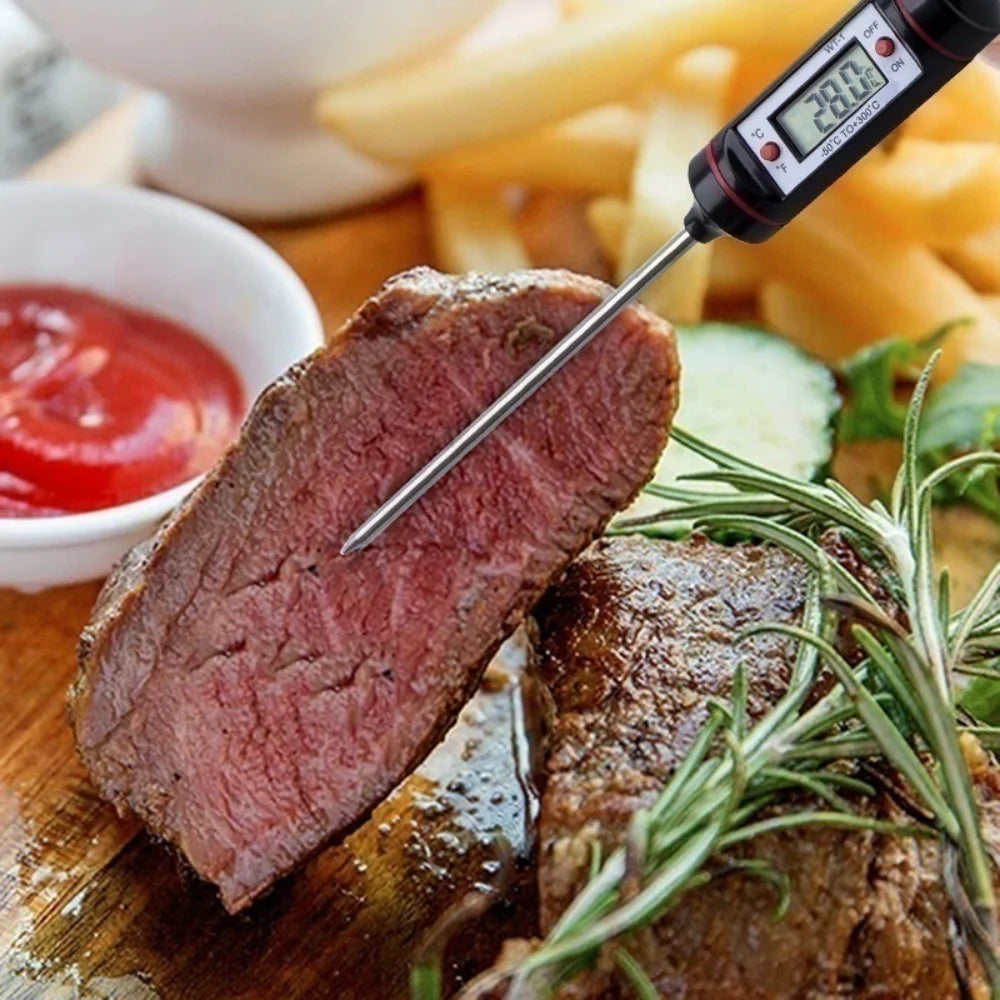 DH digitale vleesthermometer met snelle meting – perfect voor vlees, vis, BBQ en ovengerechten.