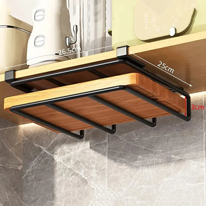 Compact DH Organizer Rack van 26,5×25×3 cm. Onder kast te monteren, perfect voor mokken, keukengerei en handdoeken. Ruimtebesparend en stijlvol ontwerp.