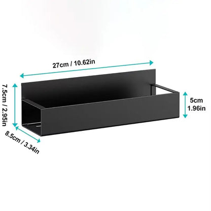 DH Magnetic Fridge Shelf van 27 cm breed met afmetingen in cm en inch – compact magnetisch wandrek voor koelkast of metalen oppervlak